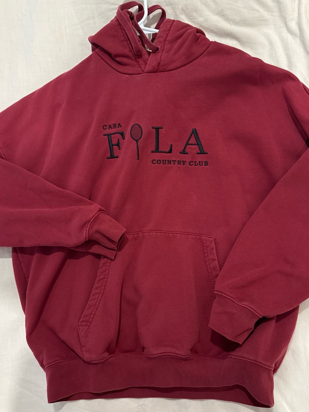 Oversized FILA Burgundy Casa Collection Pullover Hoodie